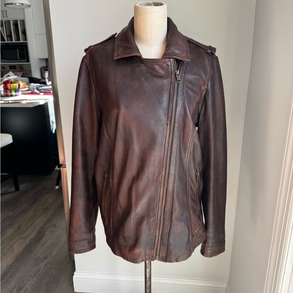 Women’s Orvis Rich Brown Leather Jacket Size L (12-14) - Picture 2 of 12